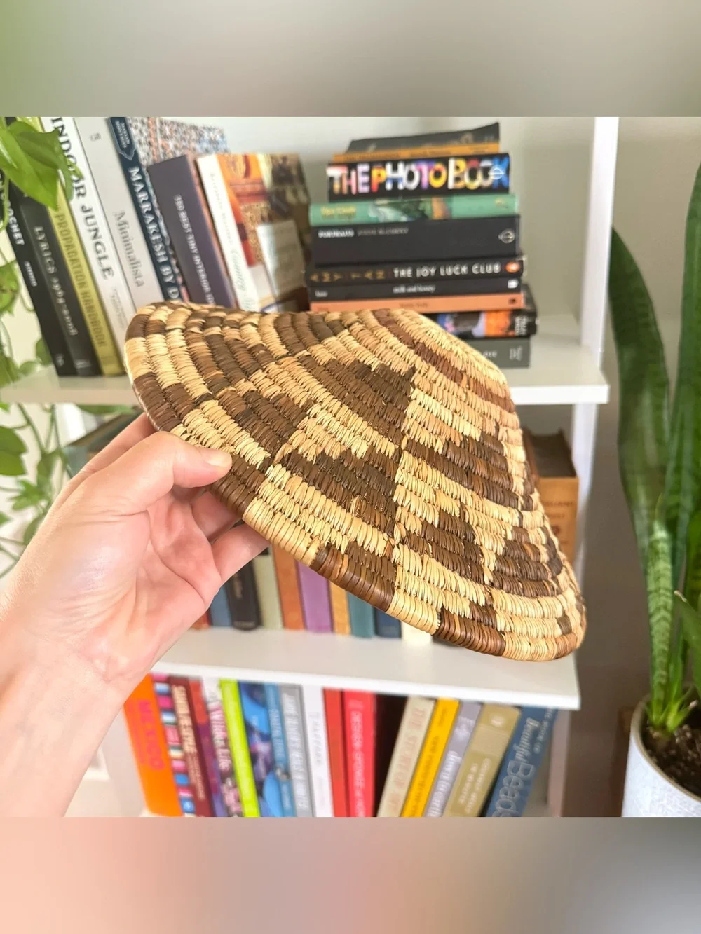 Handwoven Star Design Coiled Basket / Earthy Boho Decor / Eclectic Global Home